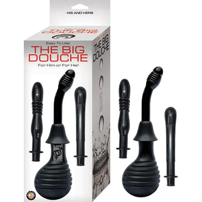 The Big Douche For Vaginal & Anal Use With 3 Unique Attachments (Black) by Nasstoys