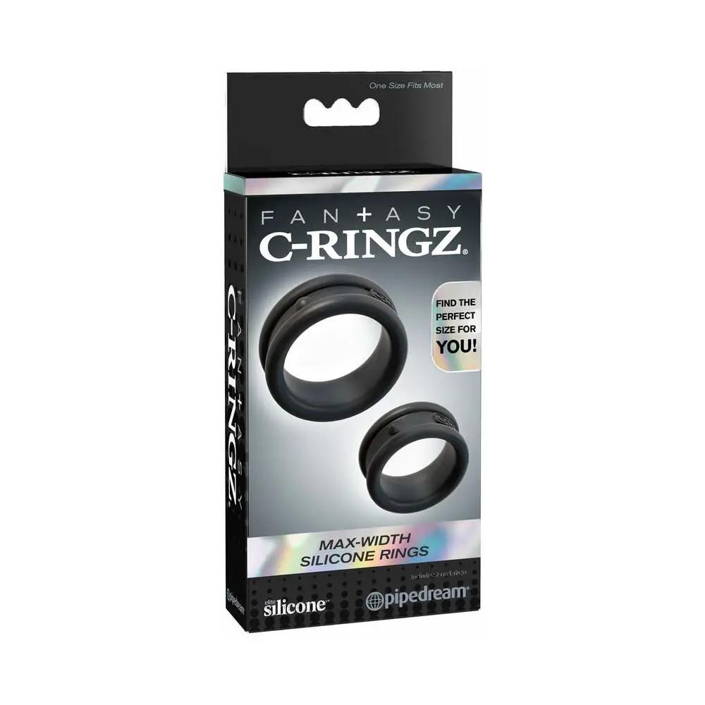 Fantasy C-Ringz Max-Width Silicone Rings 2-Piece Set Black by Pipedream