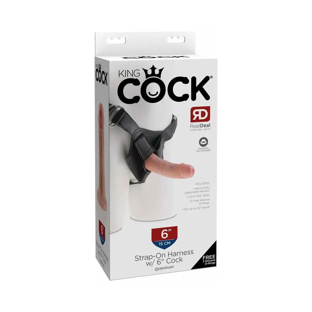 King Cock Strap-On Harness With 6 in. Cock Beige by Pipedream