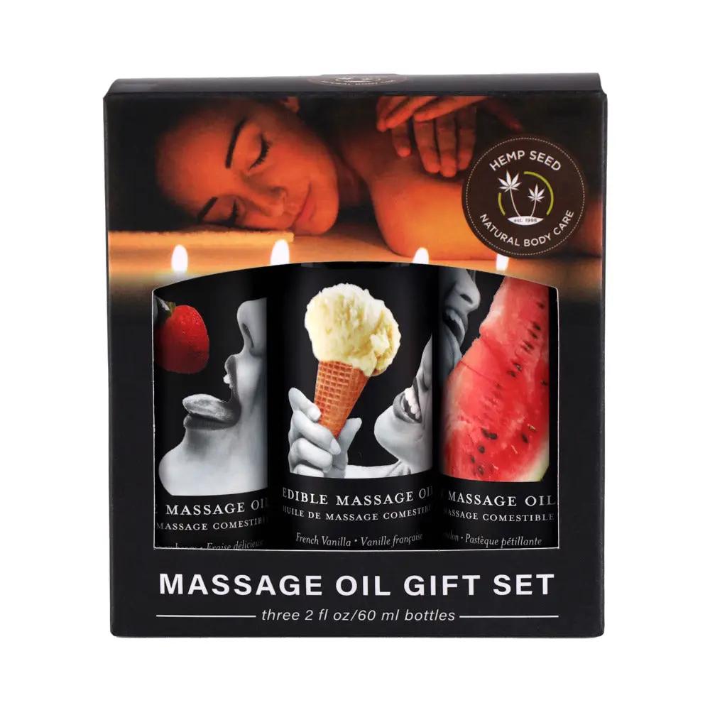 Earthly Body Hemp Seed Edible Massage Oil 3-Piece Gift Set 2 oz. by Earthly Body