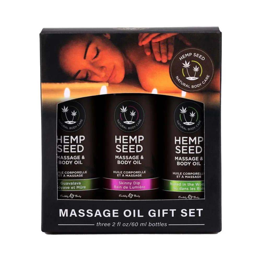 Earthly Body Hemp Seed Massage Oil 3-Piece Gift Set 2 oz. by Earthly Body