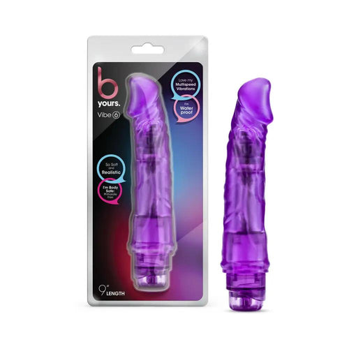 B Yours Vibe 6 Realistic 9.25 in. Vibrating Dildo Purple by Blush