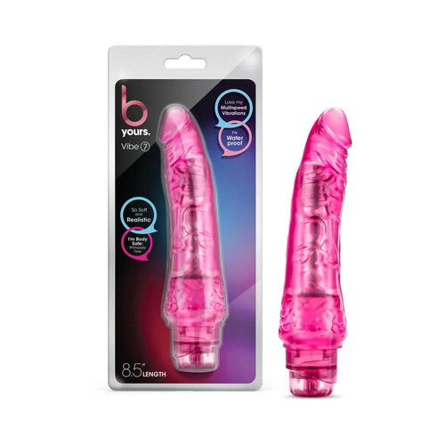 B Yours Vibe 7 Realistic 8.75 in. Vibrating Dildo Pink by Blush