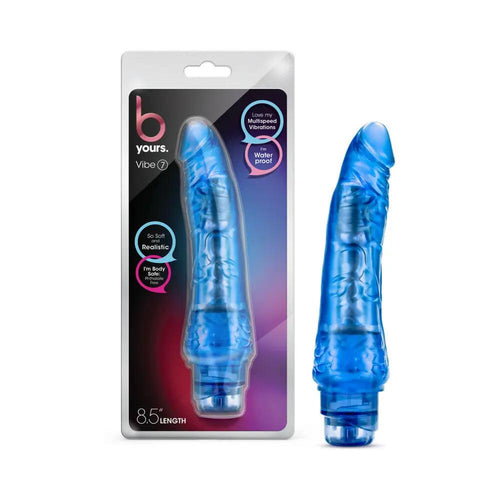 B Yours Vibe 7 Realistic 8.75 in. Vibrating Dildo Blue by Blush