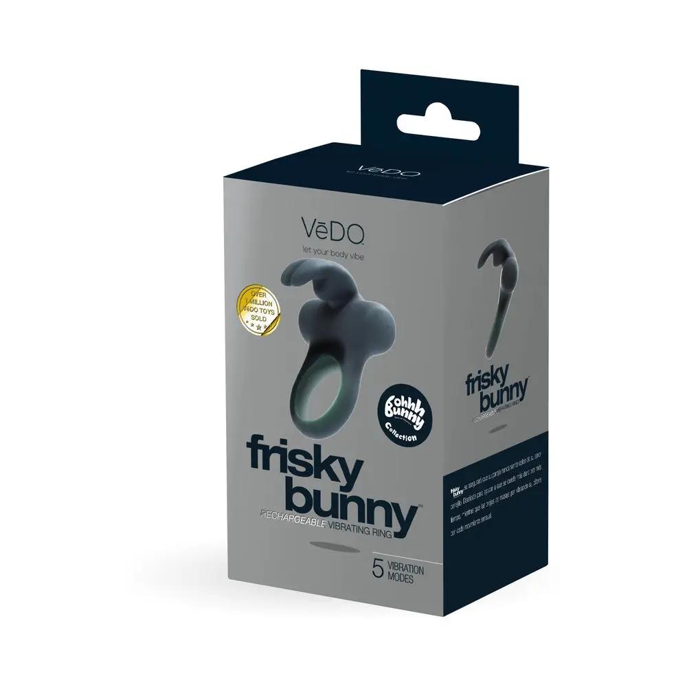 VeDO Frisky Bunny Rechargeable Vibrating Ring - Black Pearl by VeDO