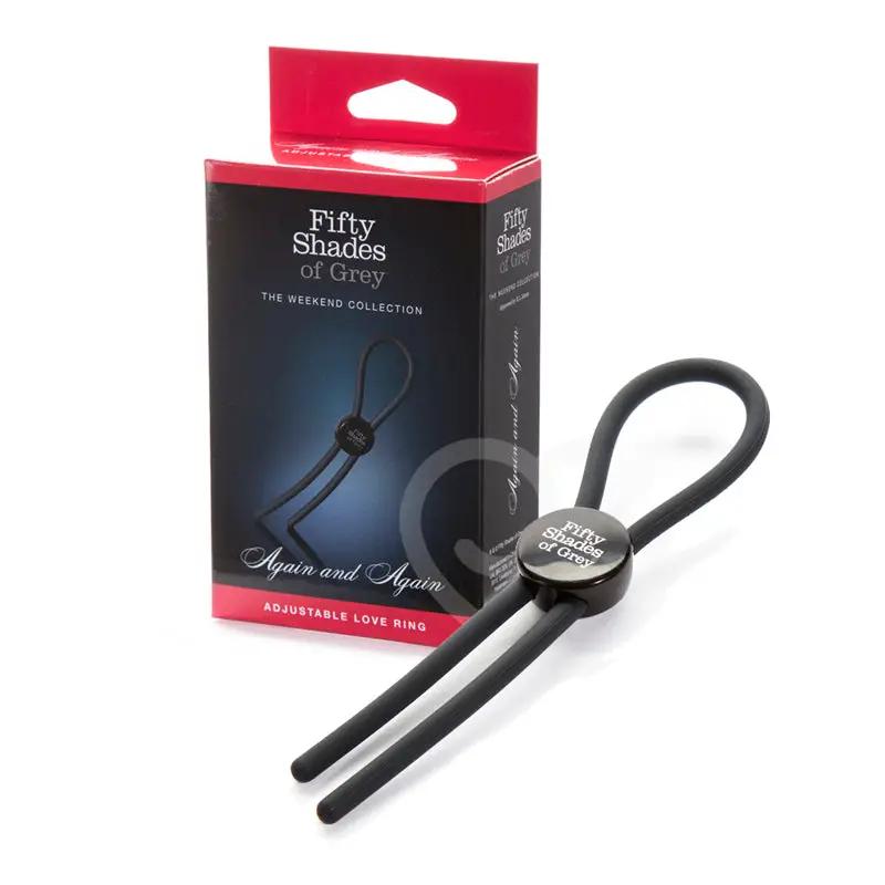 Fifty Shades of Grey Weekend Collection Again and Again Adjustable Silicone Love Ring Black by Fifty Shades of Grey