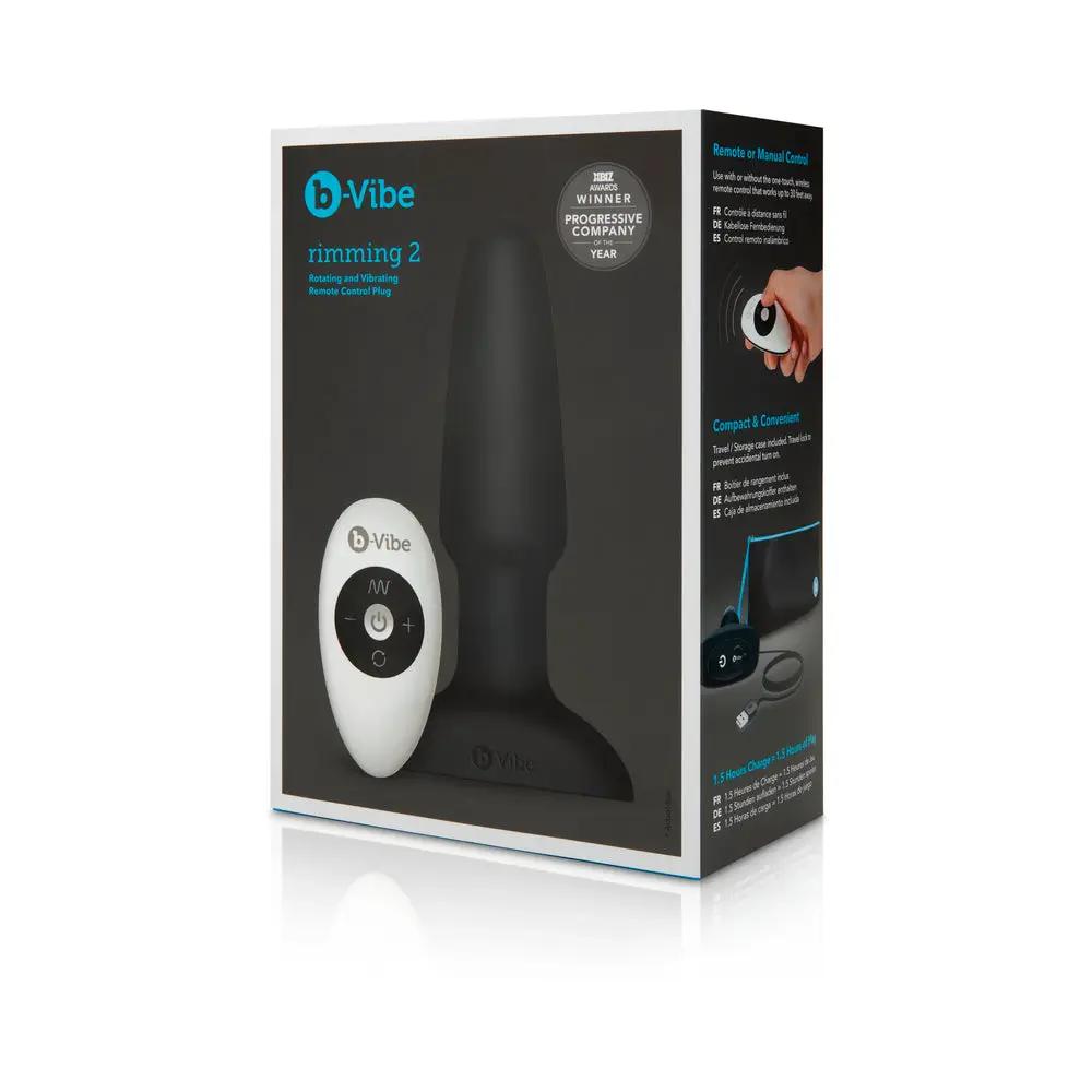 b-Vibe Rimming 2 Rotating and Vibrating Remote Control Plug Black by b-Vibe