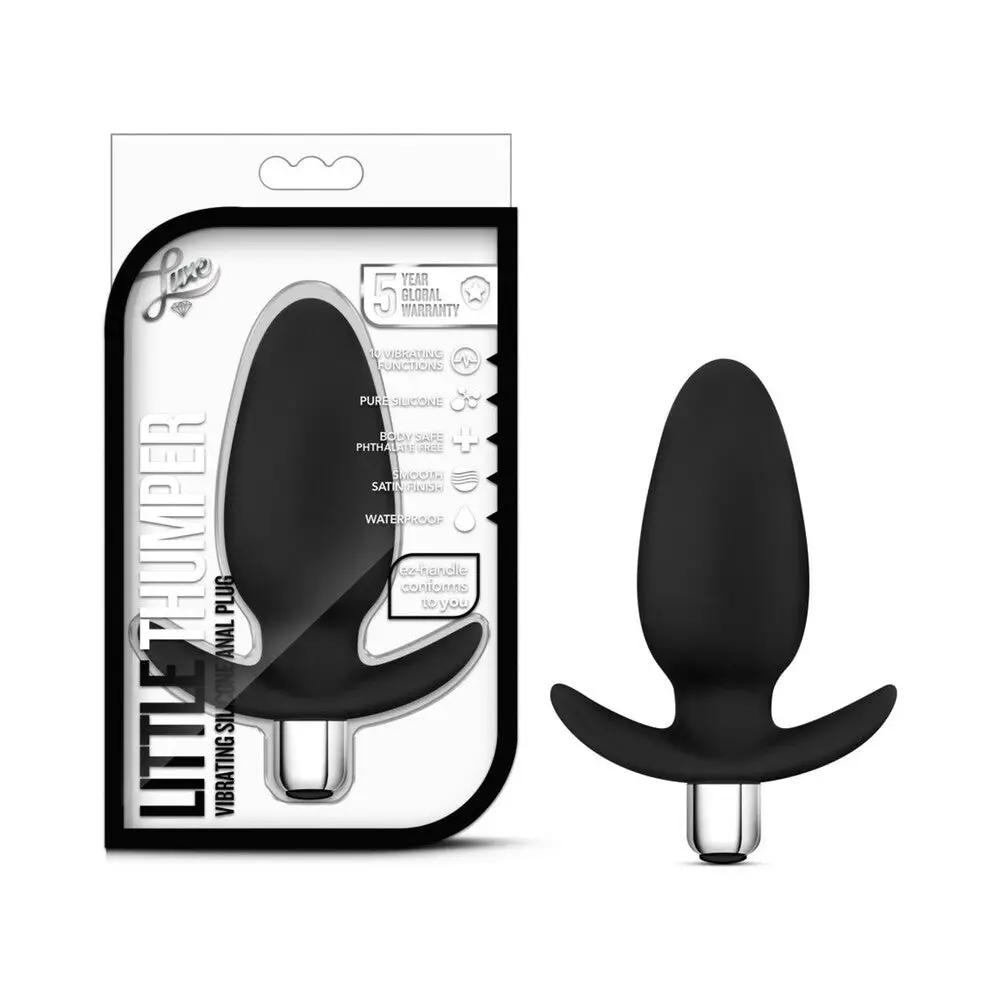 Luxe Little Thumper Vibrating Silicone Anal Plug Black by Blush