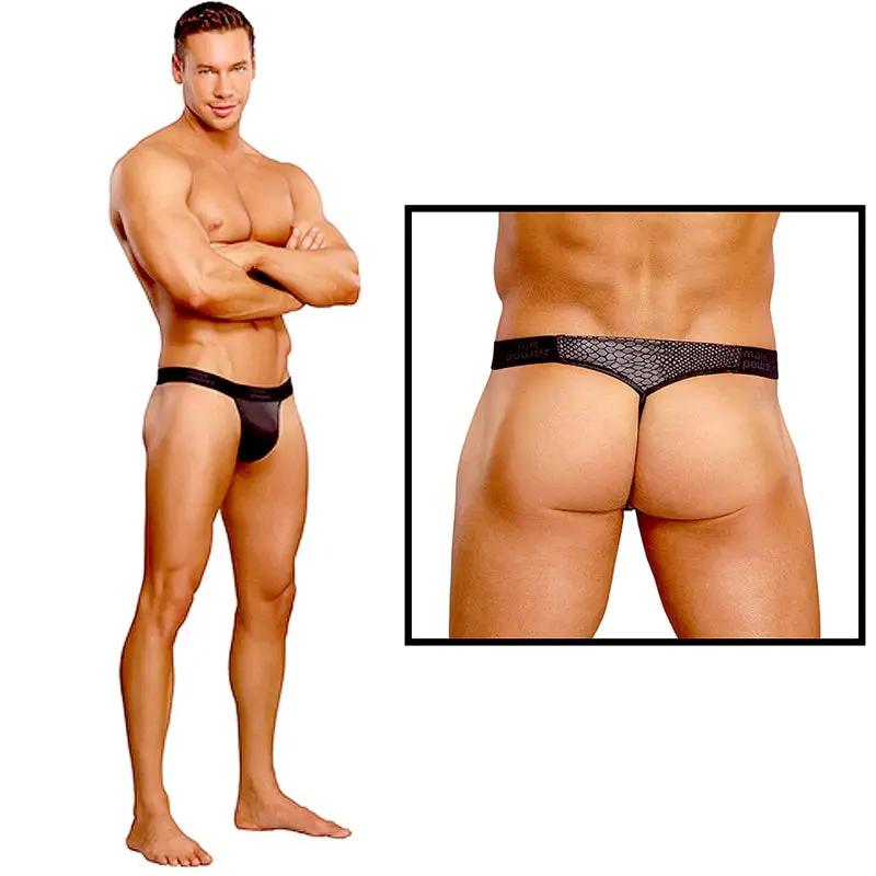 Male Power Cobra Micro V Thong Small/Medium (Black) by Male Power