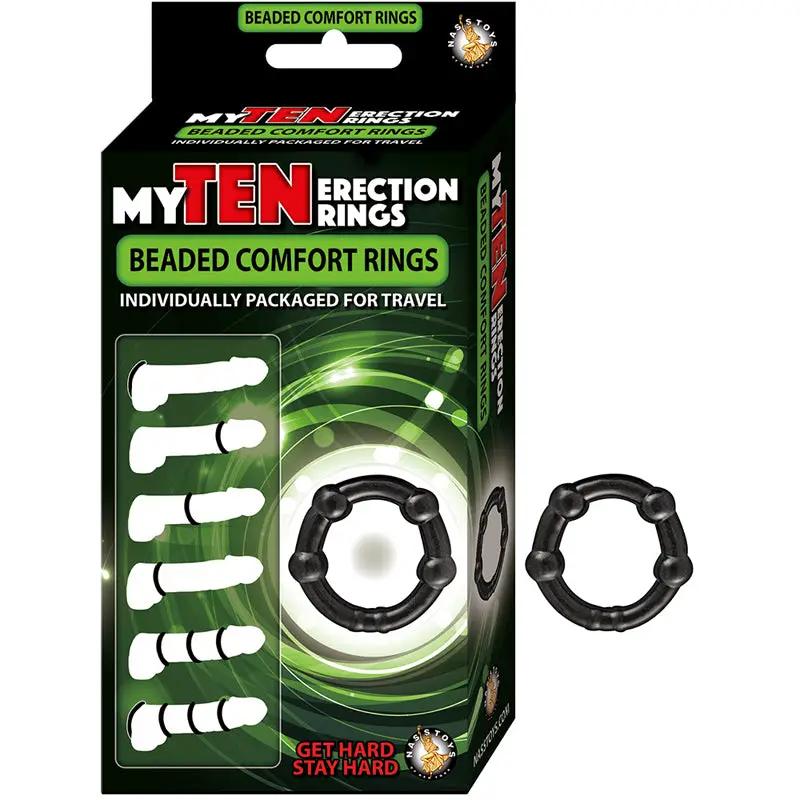 My Ten Erection Rings Beaded Comfort RingsBlack by Nasstoys