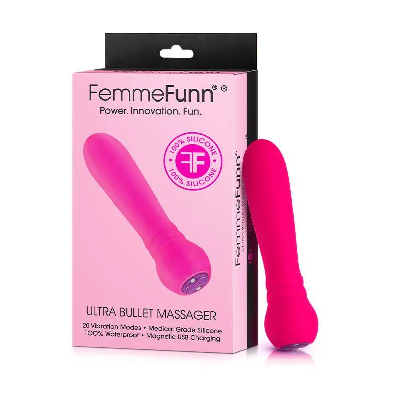 FemmeFunn Ultra Bullet Massager Rechargeable Silicone Vibrator Pink by FemmeFunn