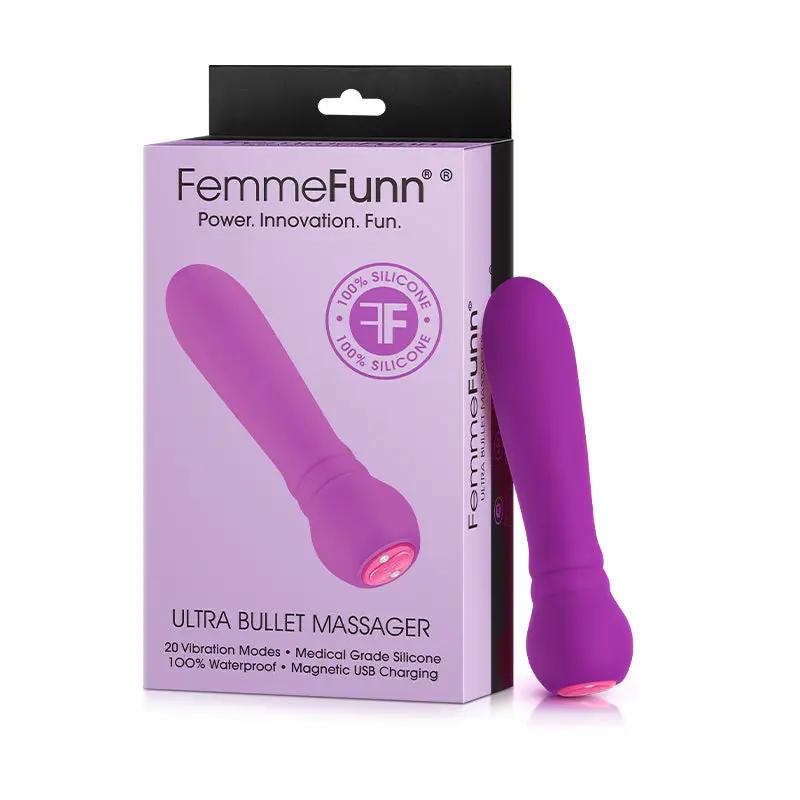 FemmeFunn Ultra Bullet Massager Rechargeable Silicone Vibrator Purple by FemmeFunn