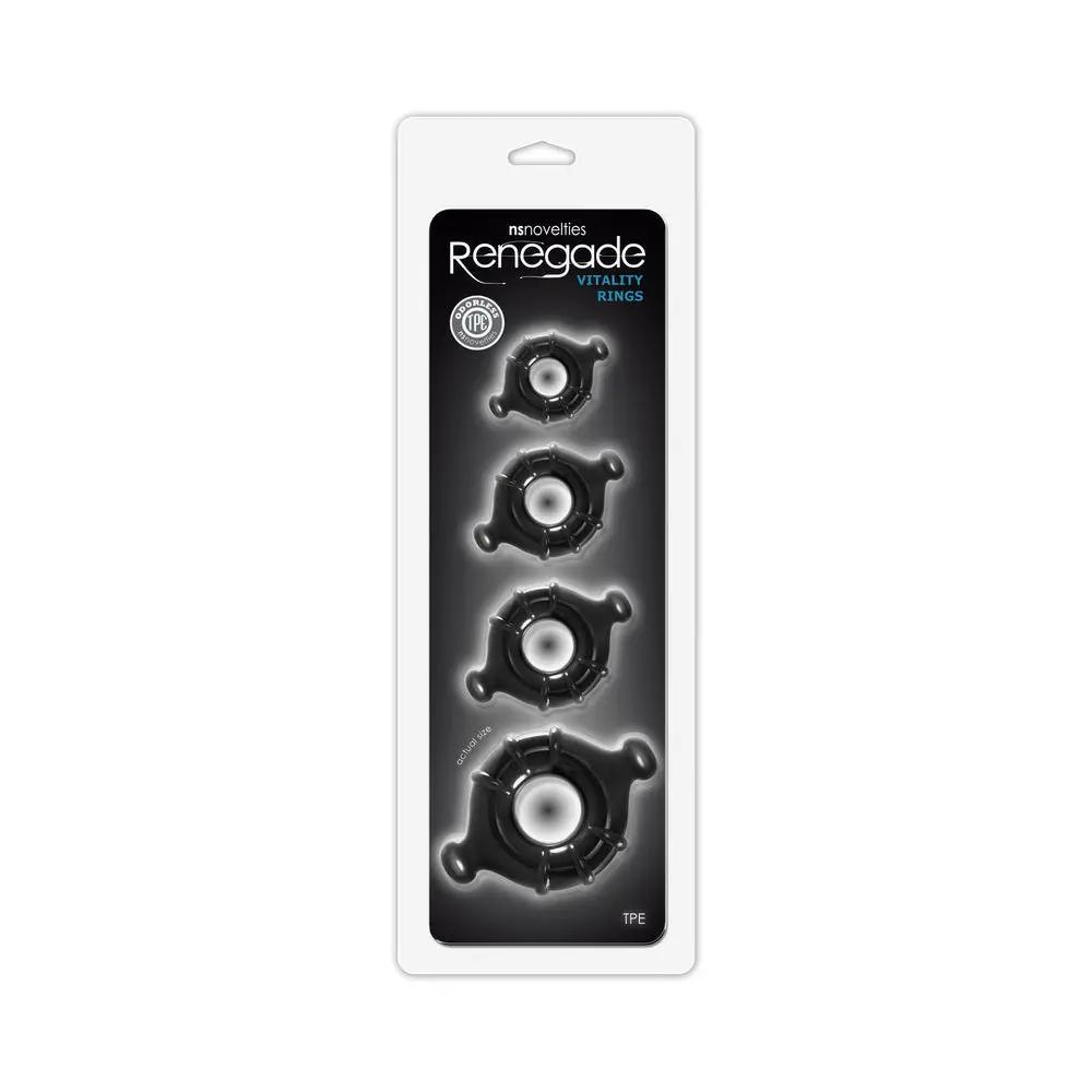 Renegade Vitality Rings 4-Pack Black by NS Novelties