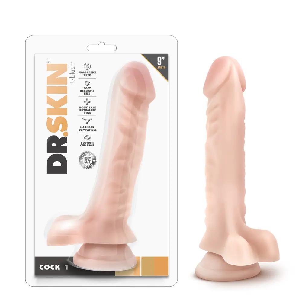 Dr. Skin Cock 1 Realistic 9 in. Dildo with Balls Beige by Blush