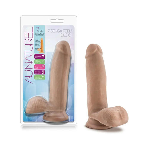 Au Naturel 7 in. Posable Dual Density Dildo with Balls Tan by Blush