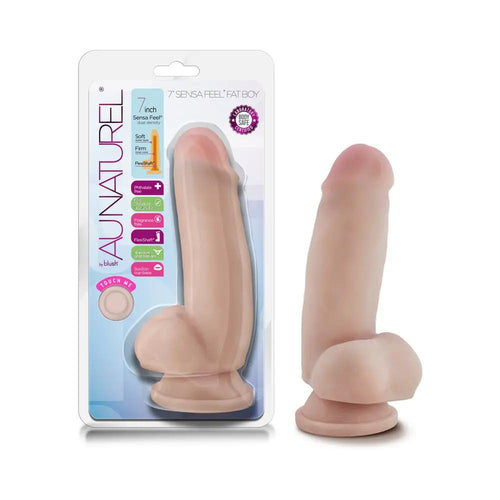 Au Naturel 7 in. Sensa Feel Fat Boy Posable Dual Density Dildo Beige by Blush