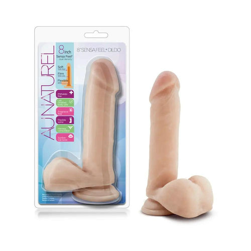 Au Naturel 8 in. Posable Dual Density Dildo with Balls Beige by Blush