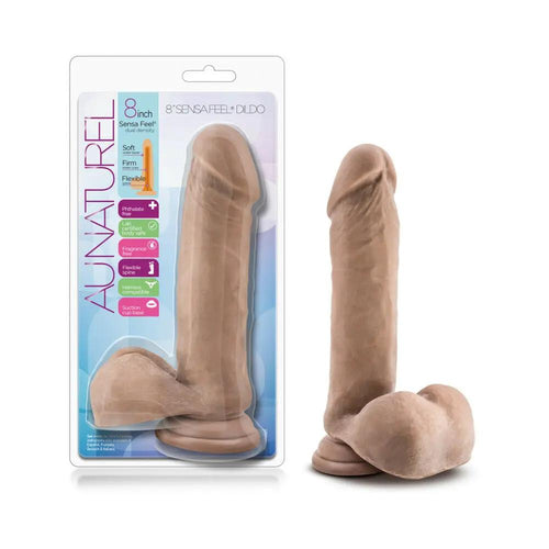Au Naturel 8 in. Posable Dual Density Dildo with Balls Tan by Blush