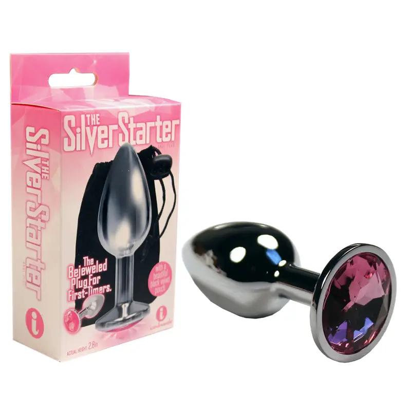 The 9's, The Silver Starter, Bejeweled Stainless Steel Plug Pink by Icon Brands