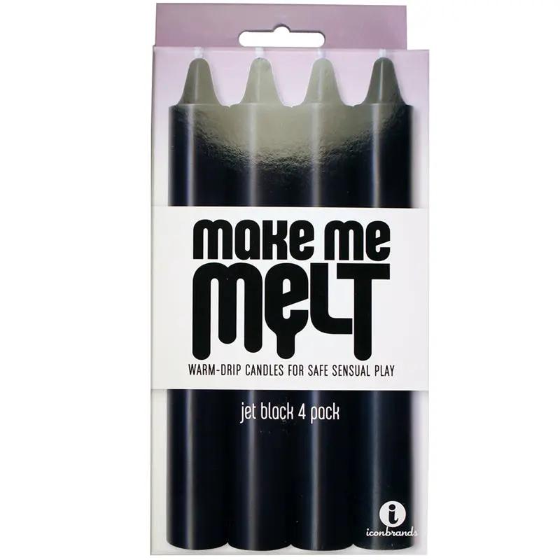 The 9's, Make Me Melt Sensual Warm-Drip Candles, 4 Pack, Jet Black by Icon Brands