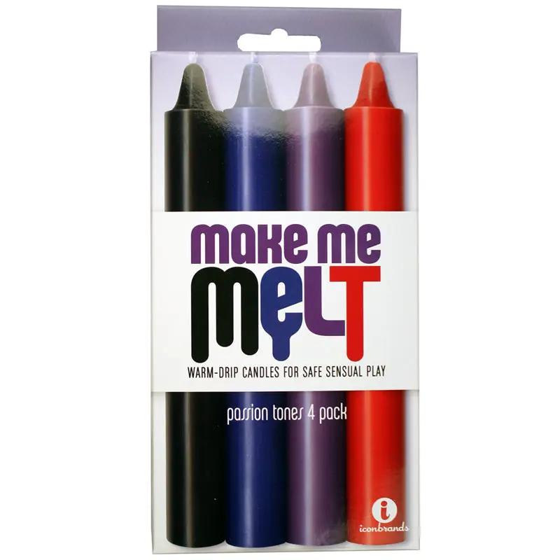 The 9's, Make Me Melt Sensual Warm-Drip Candles, 4 Pack, Passion Tones by Icon Brands
