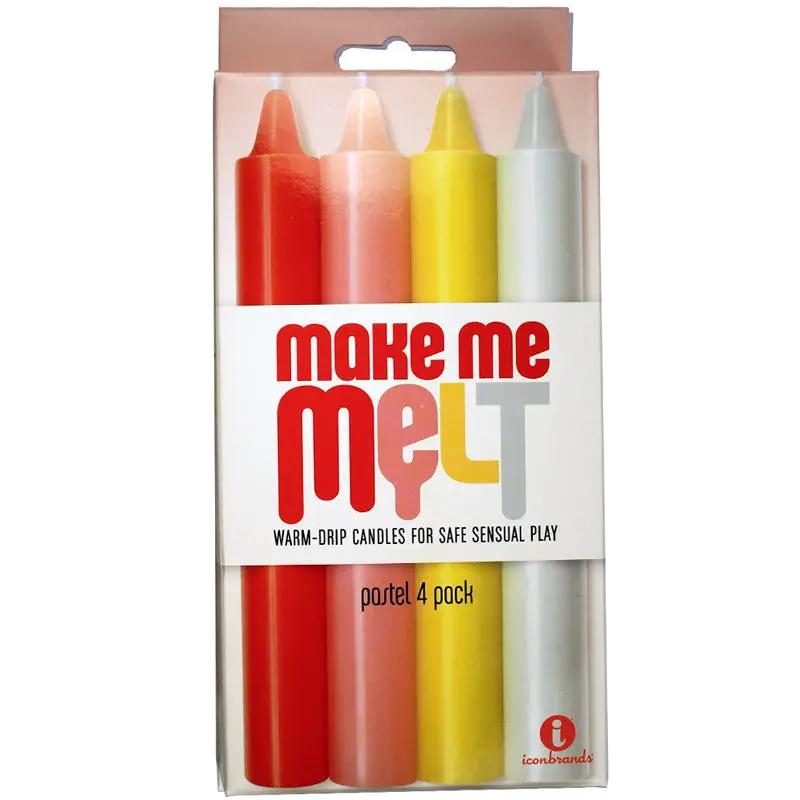 The 9's, Make Me Melt Sensual Warm-Drip Candles, 4 Pack, Pastel by Icon Brands