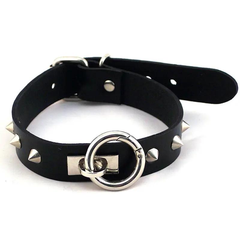 Rouge O-Ring Studded Collar (Thinner) Black by Rouge Garments