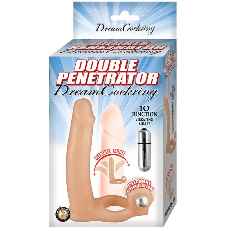 Double Penetrator Dream Cockring With 10 Fuction Bullet Waterproof Flesh by Nasstoys