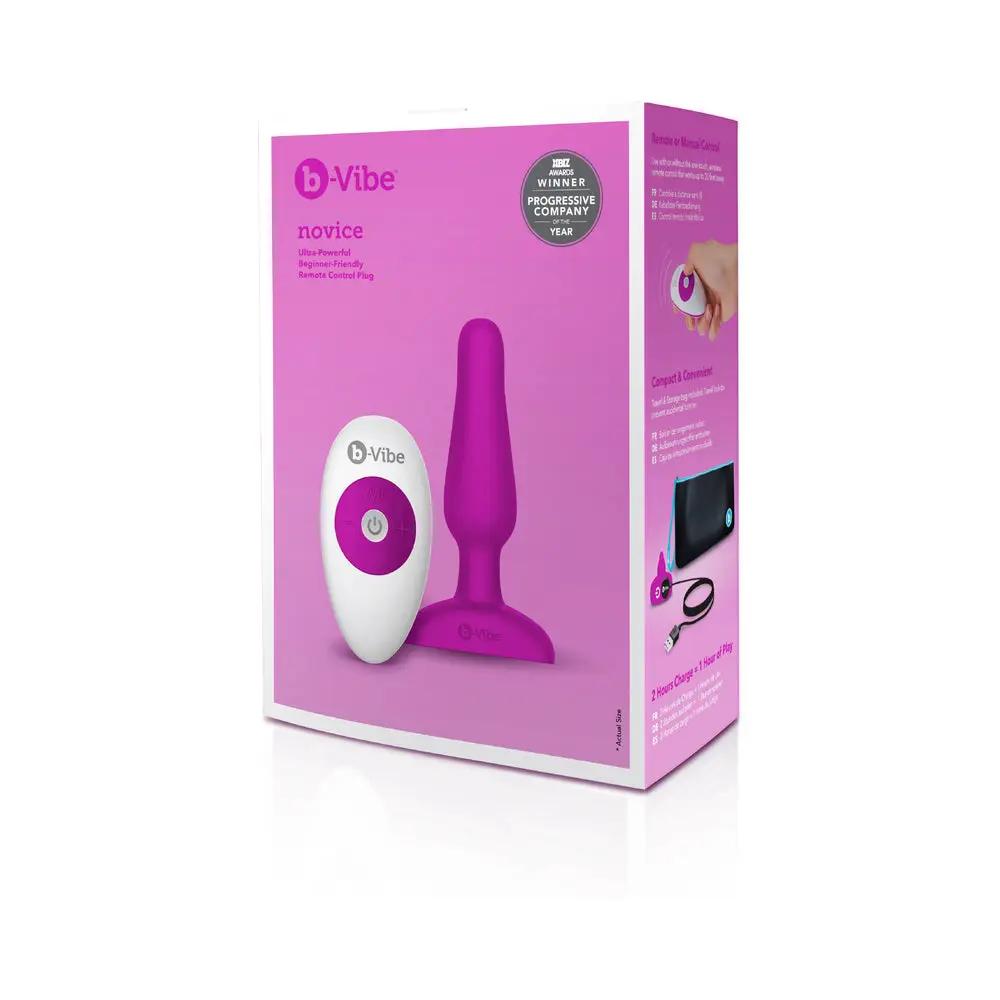b-Vibe Novice Rechargeable Remote-Controlled Vibrating Silicone Anal Plug Fuchsia by b-Vibe
