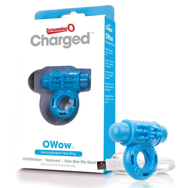Screaming O Charged OWow Vooom Vibrating Cock Ring - Blue by Screaming O