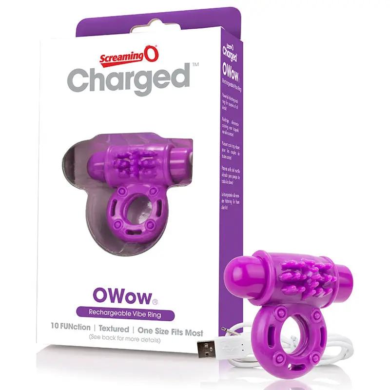 Screaming O Charged OWow Vooom Vibrating Cock Ring - Purple by Screaming O