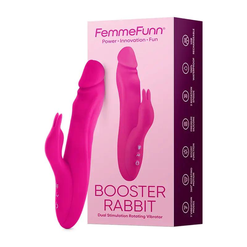 FemmeFunn Vortex Booster Rabbit Rechargeable Silicone Dual Stimulation Rotating Vibrator Pink by FemmeFunn