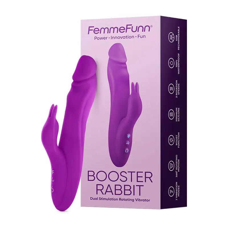 FemmeFunn Vortex Booster Rabbit Rechargeable Silicone Dual Stimulation Rotating Vibrator Purple by FemmeFunn