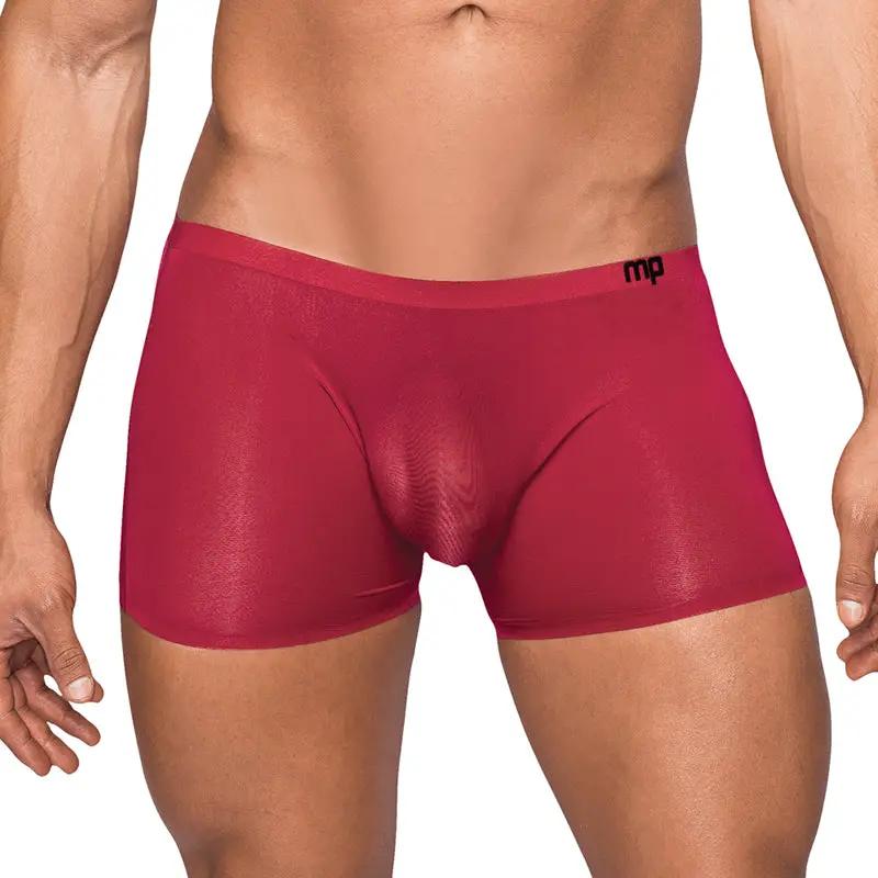 Male Power Seamless Sleek Sleek Short w/sheer pouch Wine Medium by Male Power