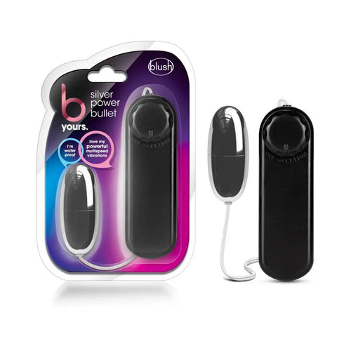 B Yours Silver Power Bullet Remote-Controlled Egg Vibrator Black by Blush