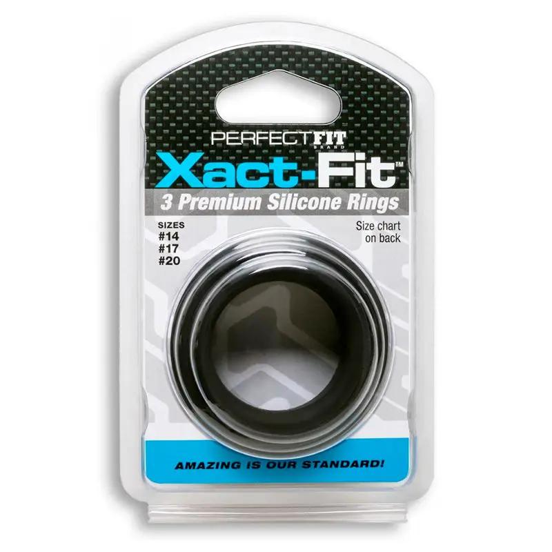 Curve Toys Perfect Fit Xact-Fit 3-Piece Premium Silicone Rings (#14, #17, #20) Black by Perfect Fit