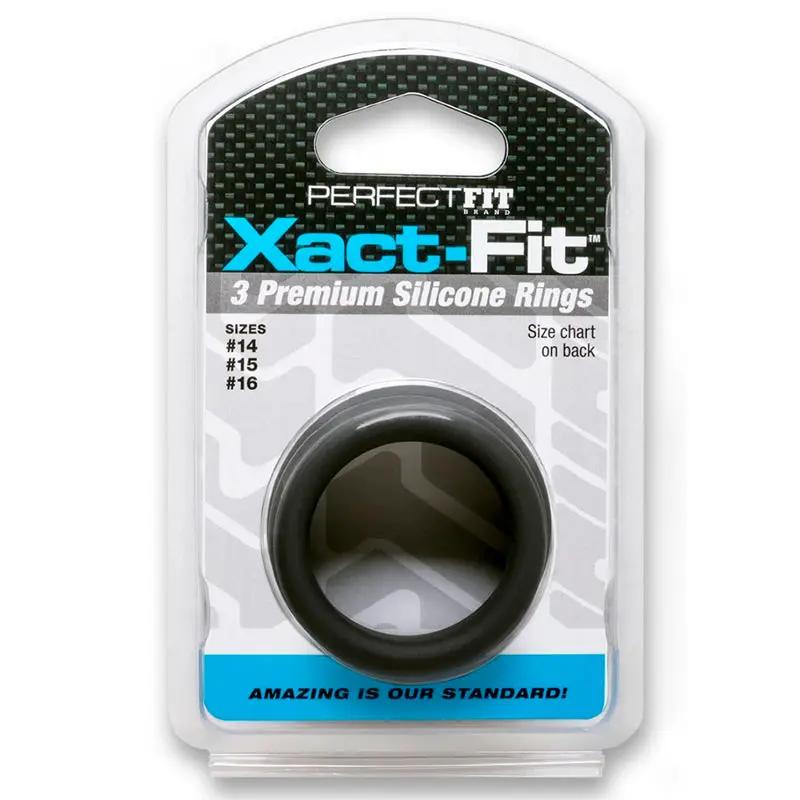 Curve Toys Perfect Fit Xact-Fit 3-Piece Premium Silicone Rings (#14, #15, #16) Black by Perfect Fit