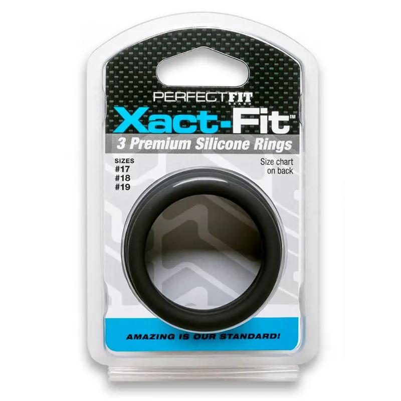 Curve Toys Perfect Fit Xact-Fit 3-Piece Premium Silicone Rings (#17, #18, #19) Black by Perfect Fit