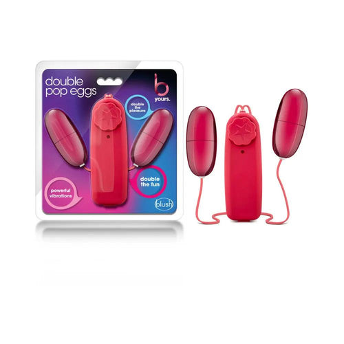 B Yours Double Pop Eggs Remote-Controlled Dual Bullet Vibrator Cerise by Blush