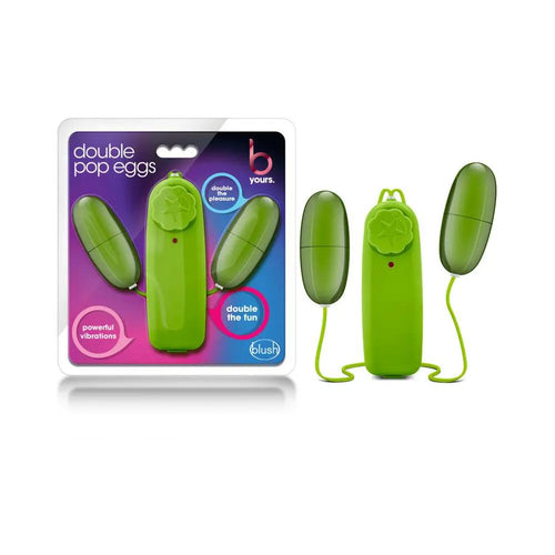 B Yours Double Pop Eggs Remote-Controlled Dual Bullet Vibrator Lime by Blush