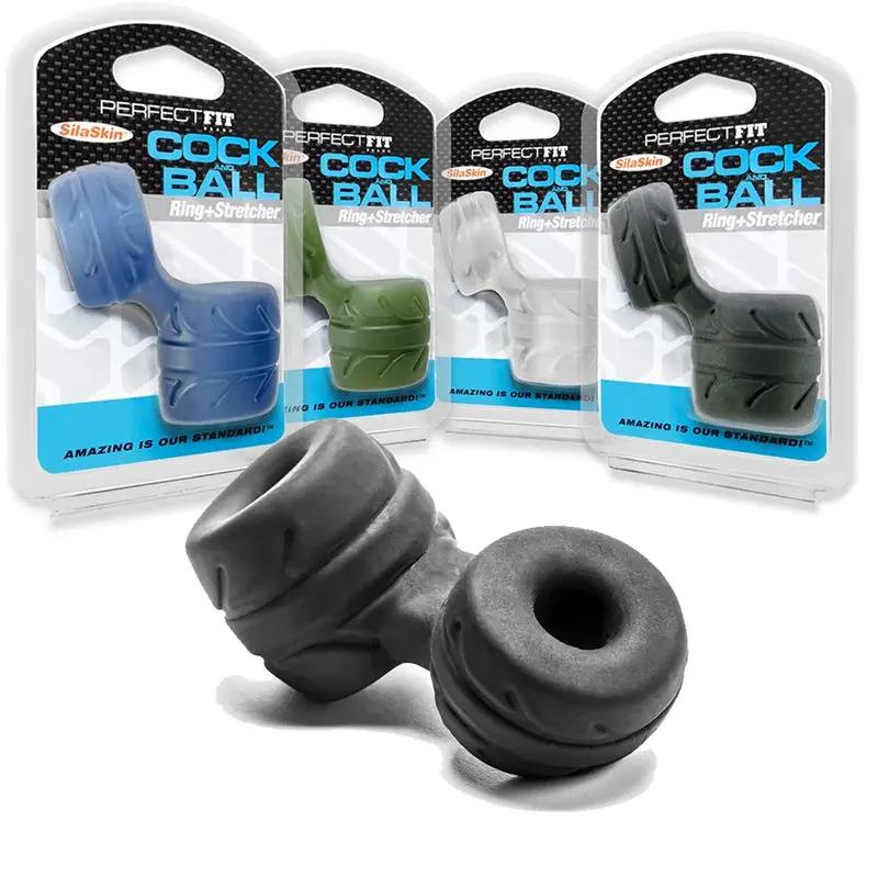 Perfect Fit Cock + Ball Ring & Stretcher Black by Perfect Fit