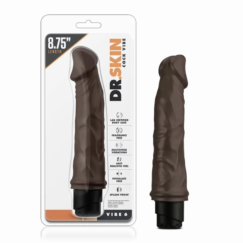 Dr. Skin Cock Vibe 6 Realistic 8.75 in. Vibrating Dildo Brown by Blush