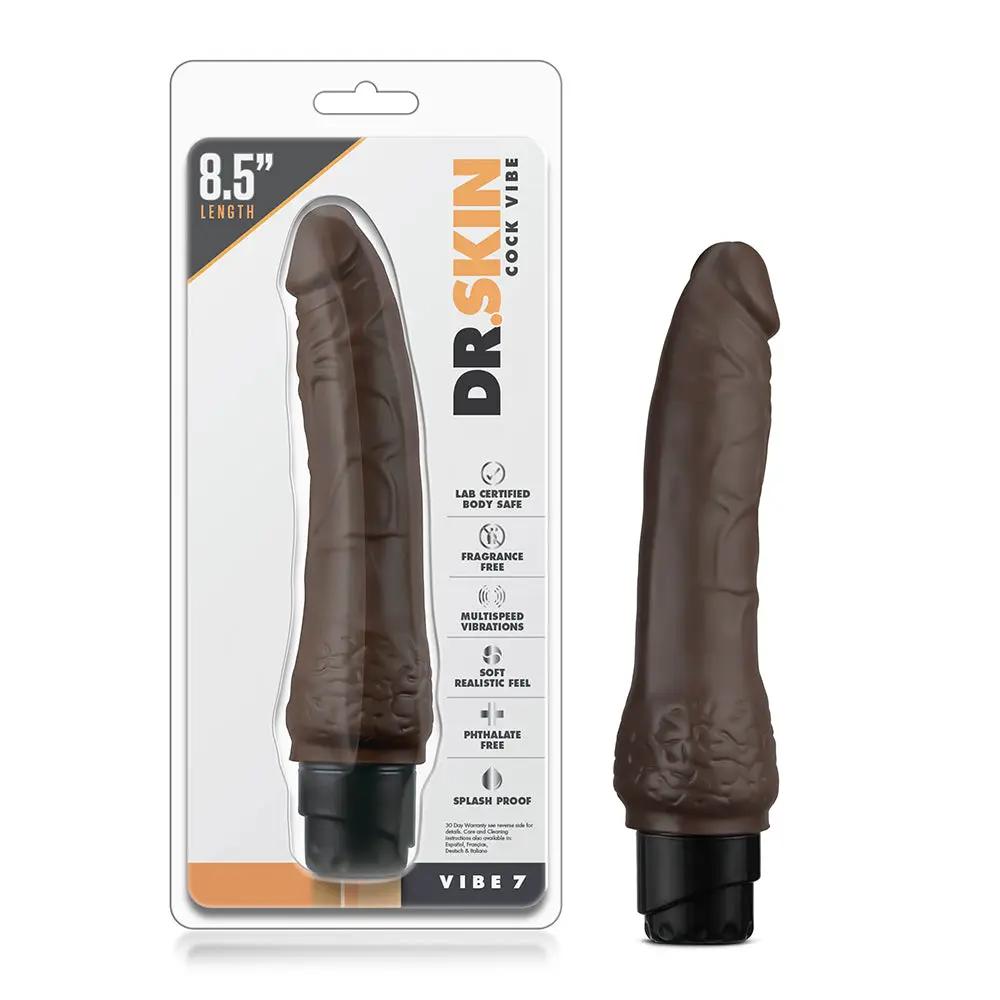 Dr. Skin Cock Vibe 7 Realistic 8.5 in. Vibrating Dildo Brown by Blush