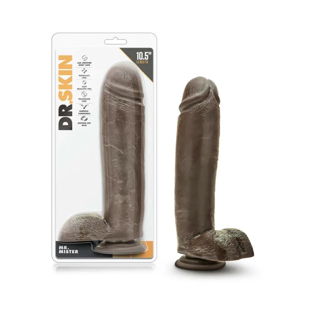 Dr. Skin Mr. Mister Realistic 10.5 in. Dildo with Balls Brown by Blush