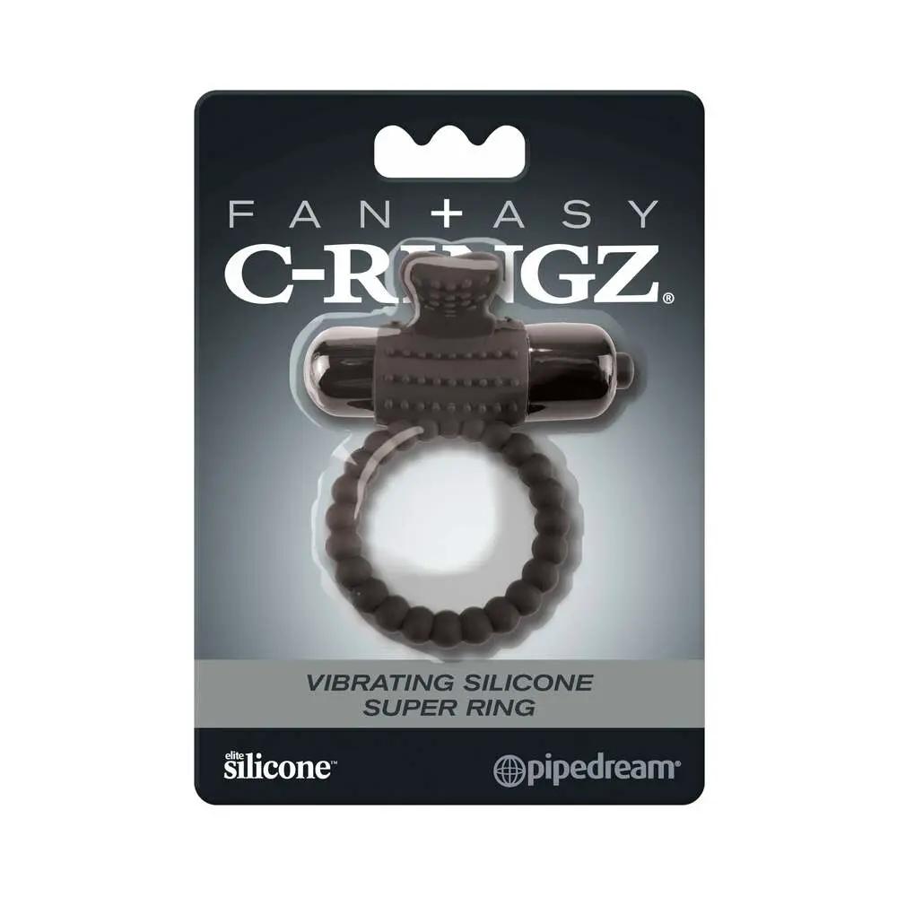 Fantasy C-Ringz Vibrating Silicone Super Ring With Bullet Black by Pipedream