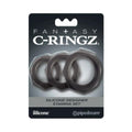 Fantasy C-Ringz Silicone Designer Stamina 3-Piece Cockring Set Black by Pipedream