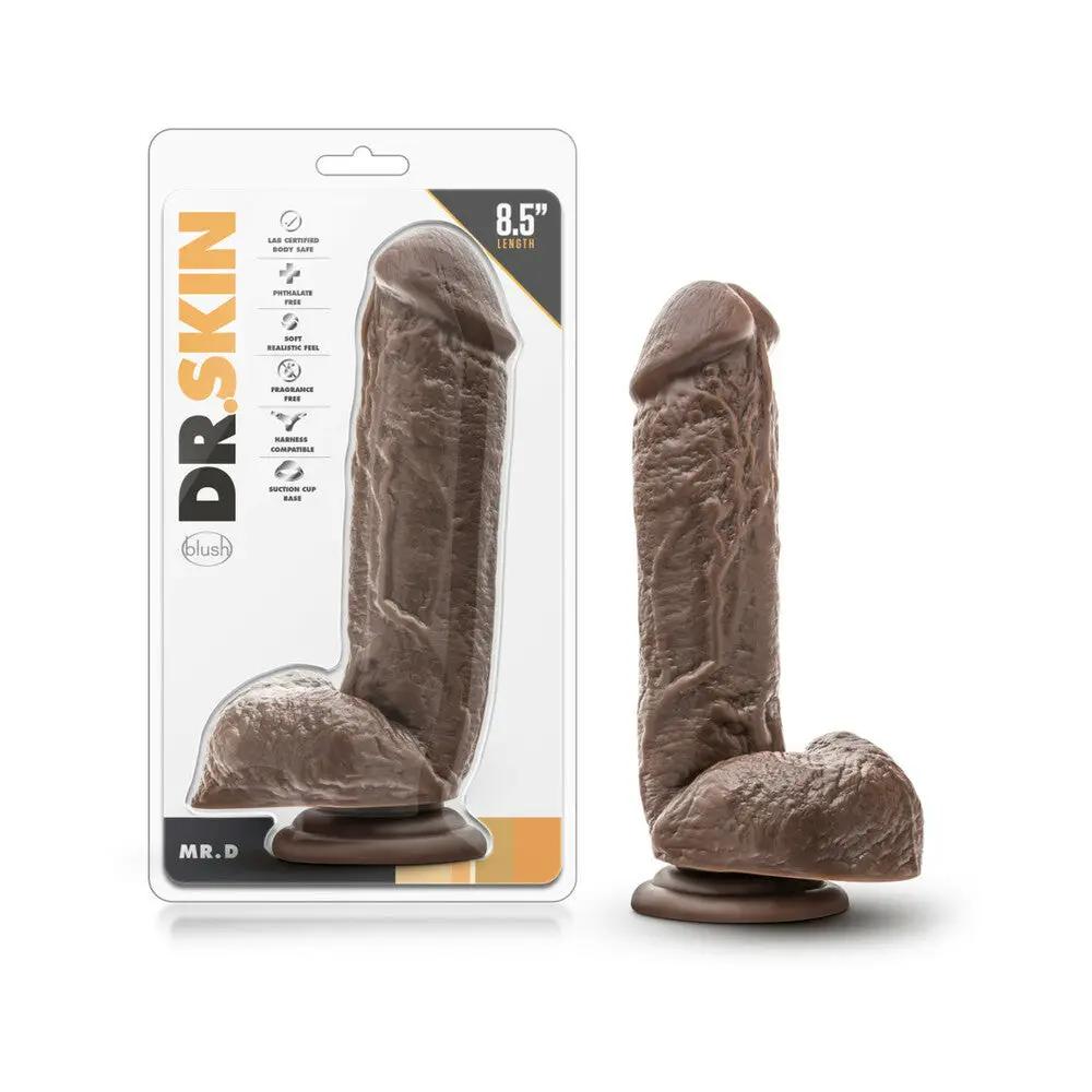 Dr. Skin Mr. D Realistic 8.5 in. Dildo with Balls Brown by Blush
