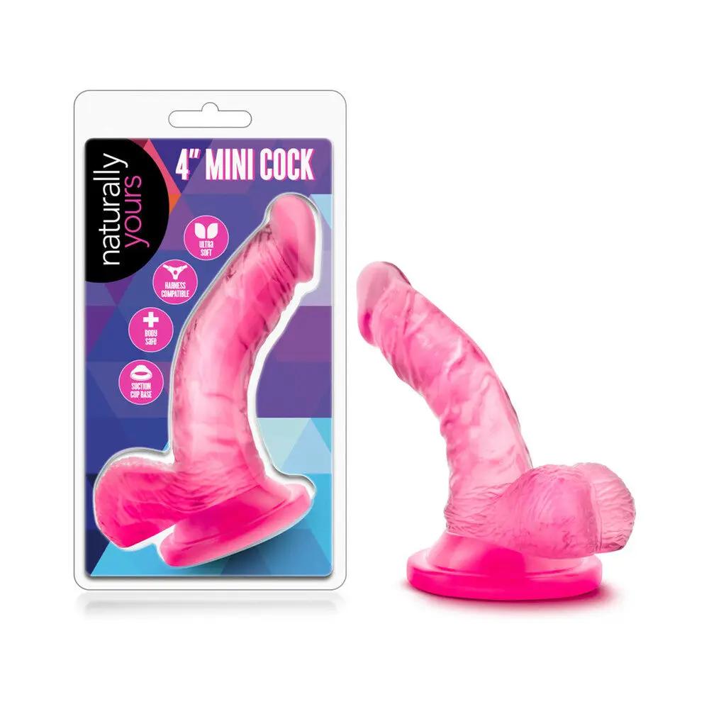 Naturally Yours 4 in. Mini Cock Realistic Dildo with Balls Pink by Blush
