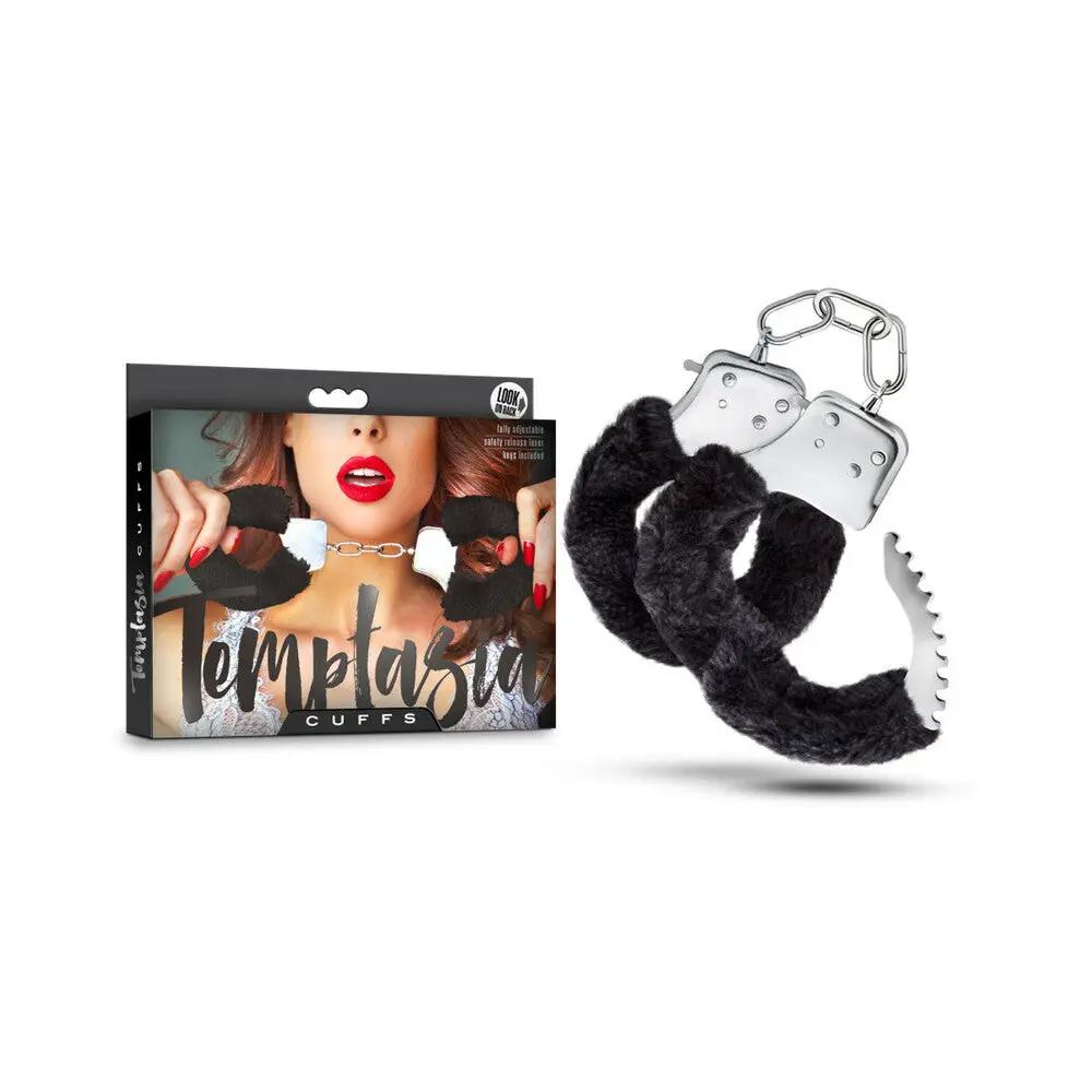 Temptasia Adjustable Faux Fur Cuffs Black by Blush