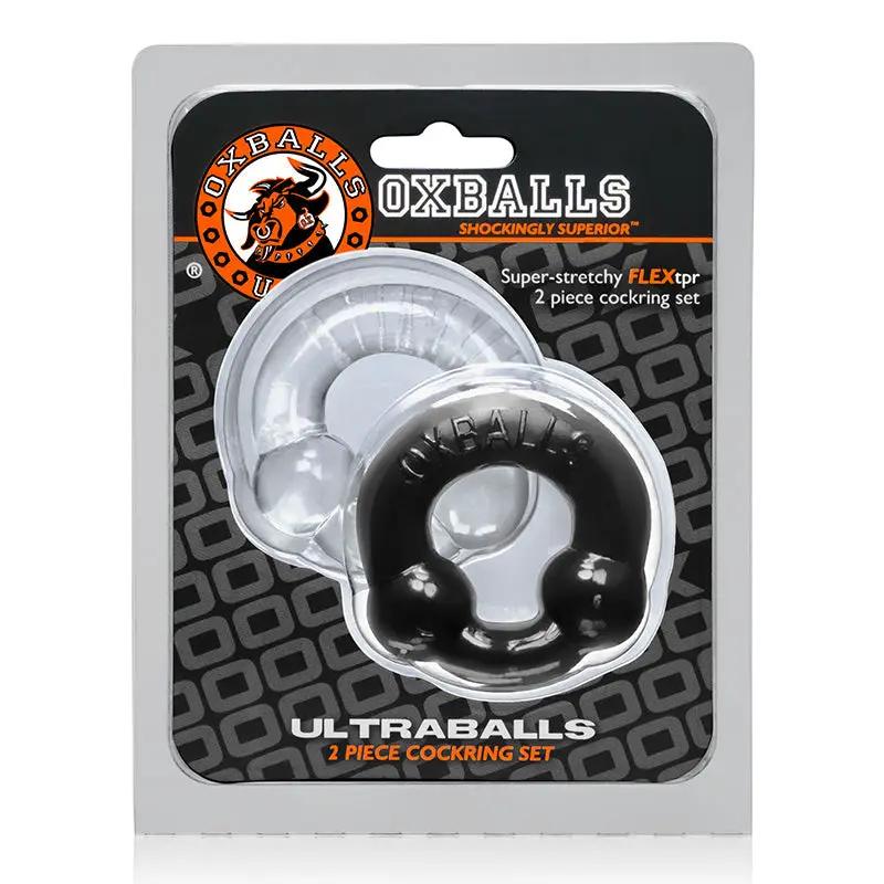 OxBalls Ultraballs, 2-Pack Cockring, Black & Clear by Oxballs